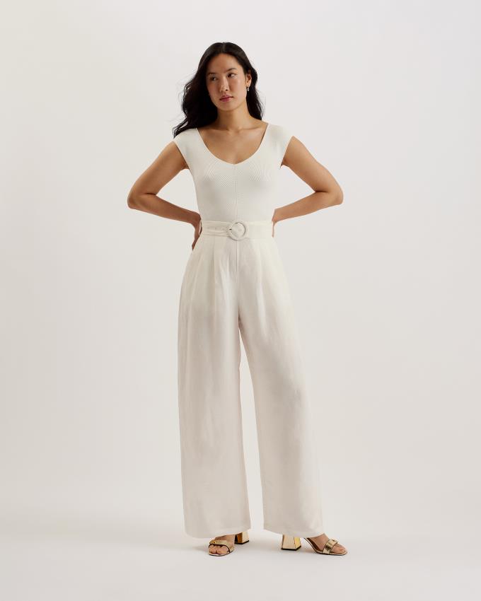 Combinaison Ted Baker Knitted Bodice Wide Leg Blanche Femme | MAL-76083871